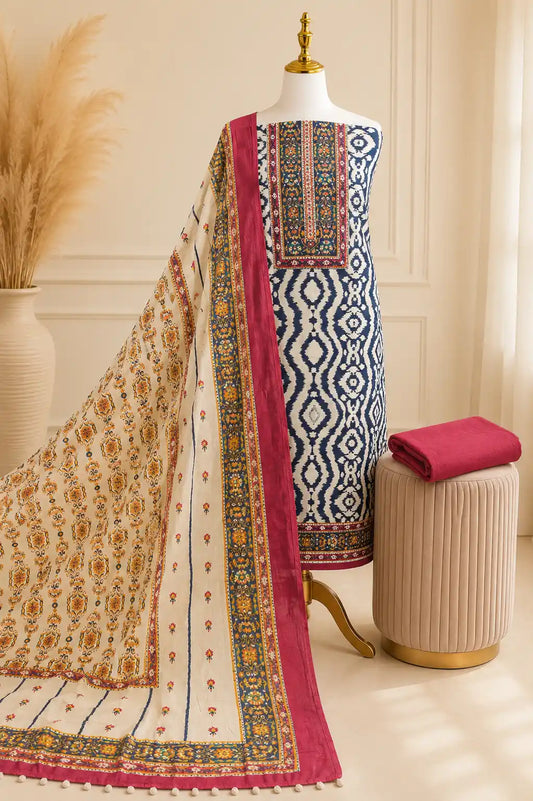 Handblock Style Ajrakh Print Rayon Unstitched Suit By ASC