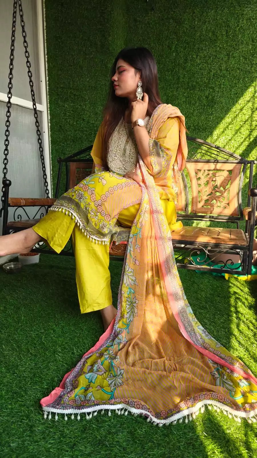 Readymade Organza With Lining Pakistani Pearl Embroidered Suit With Pure Dupatta