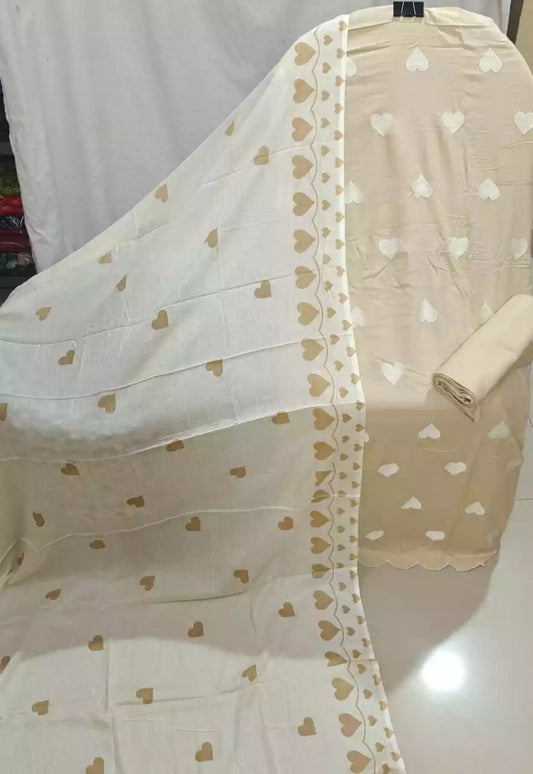 HANIA AMIR HIT RAYON UNSTITCHED SUIT - BEIGE