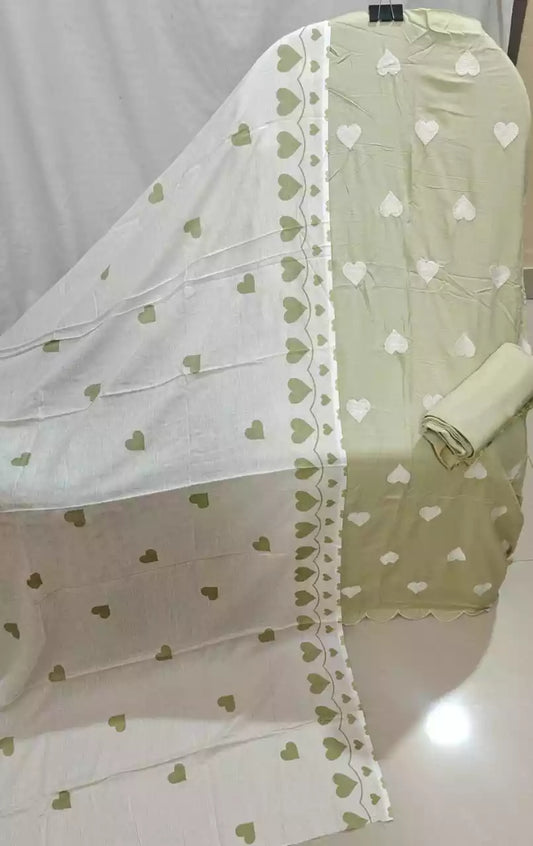 HANIA AMIR HIT RAYON UNSTITCHED SUIT - PISTA GREEN