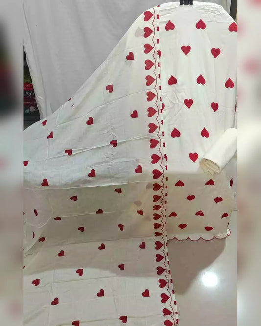 HANIA AMIR HIT RAYON UNSTITCHED SUIT - OFF WHITE