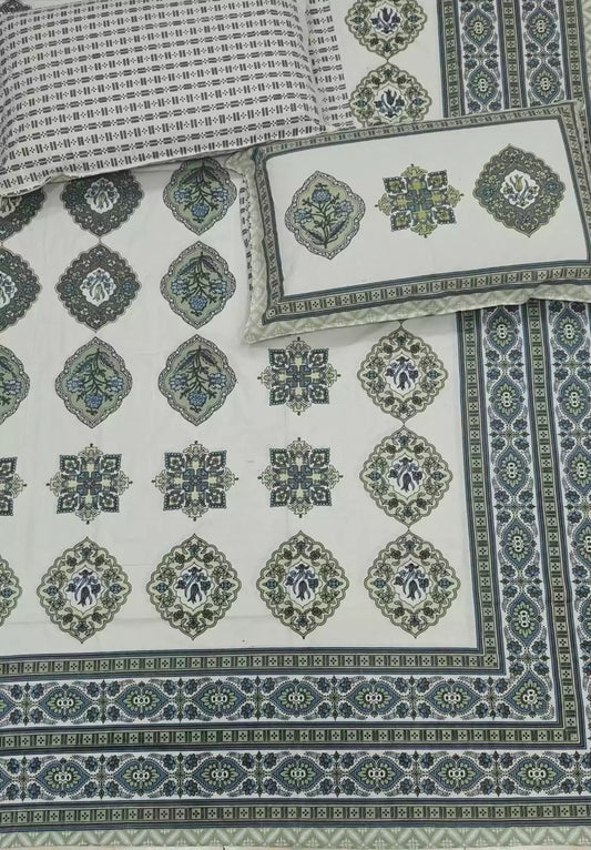 Super King Size Pure Cotton Bedsheet 9x9 ft With 2 Pillow Covers by ASC Fashion Store