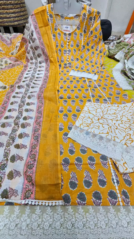 Karachi Pattern Cotton Premium Readymade Suit, Cotton Pant, Mal Dupatta
