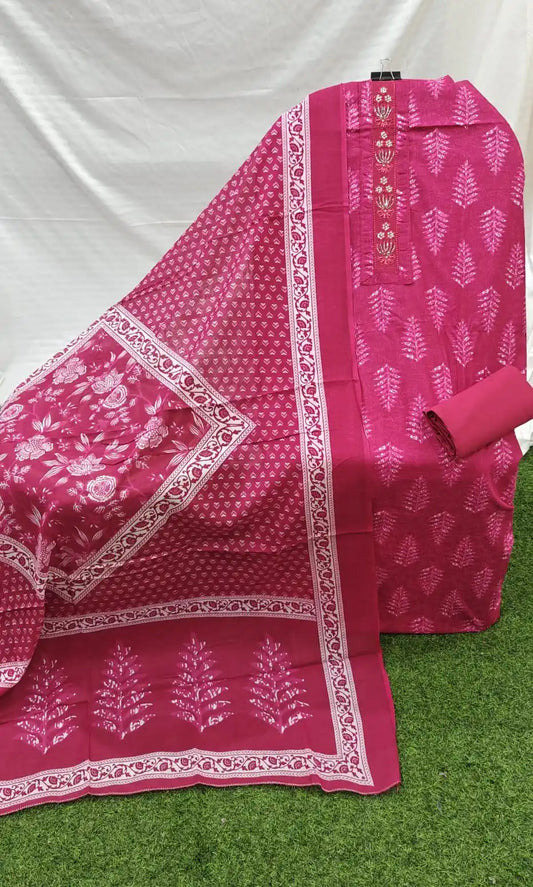 Pure Original Hand Block Jaipuri Unstitched Cotton Material