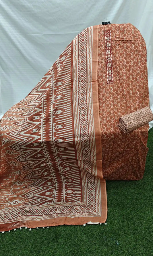 Pure Original Hand Block Jaipuri Unstitched Cotton Material