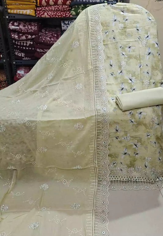 HEAVY EMBROIDERED COTTON DUPATTA WORK SUIT 📢📢